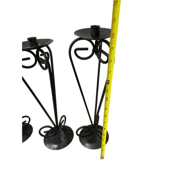 VINTAGE FRENCH COUNTRY PILAR CANDLE STICK DECOR SET OF 3 IRON BOHO GRUNGE - Picture 10 of 12